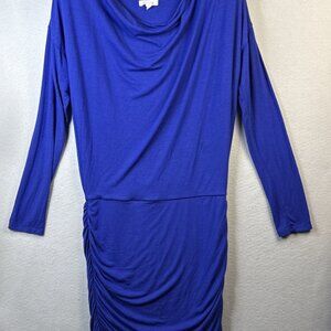 Athleta Solstice Cowl Dress Womens Size M Blue‎ Stretch Long Sleeves Night Out